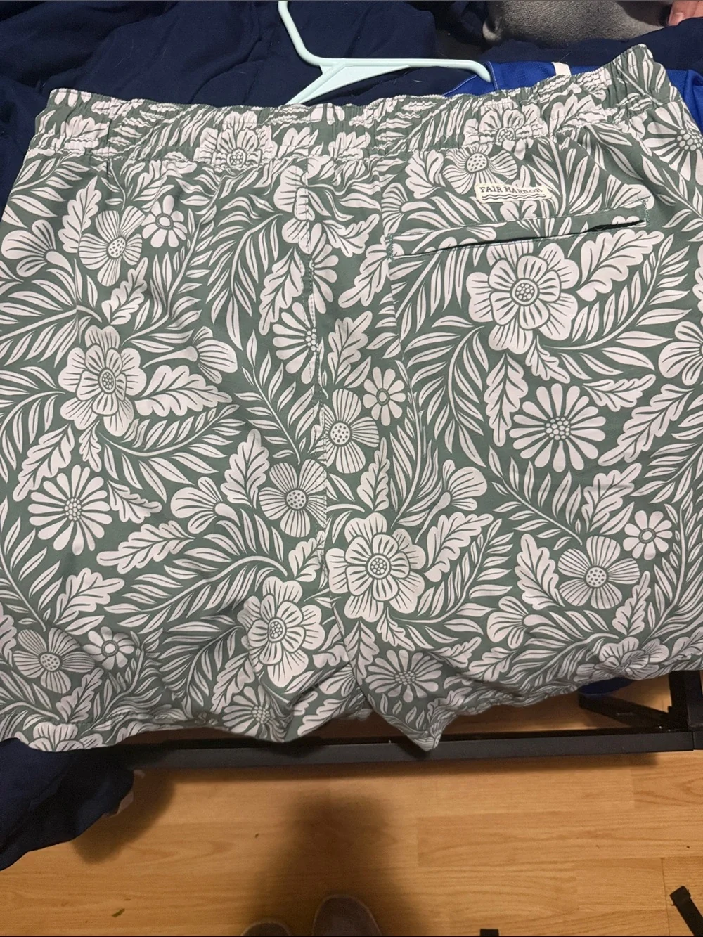 Fair Harbor Sage Green Floral Swim Trunks